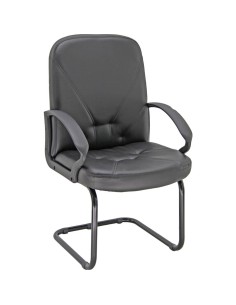 Poltrona visitatore su slitta Unisit Dante DNV Eco Smart - rivestimento ecopelle nero - DNV/KN 2