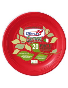 Piatti biodegradabili e compostabili - colore rosso - conf. 20 pz 2