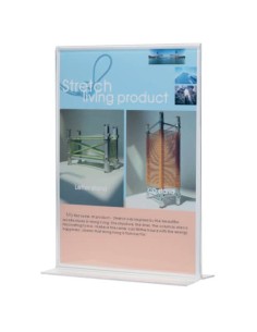 Porta-avvisi Q-Connect in polistirolo con base a T trasparente per formato 15x7xH.21,3 cm - KF04175