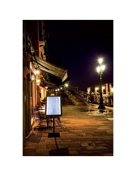 Espositore luminoso a LED Securit® Black Star in metallo 46x41x136 cm nero MCS-4A4-BL-SET