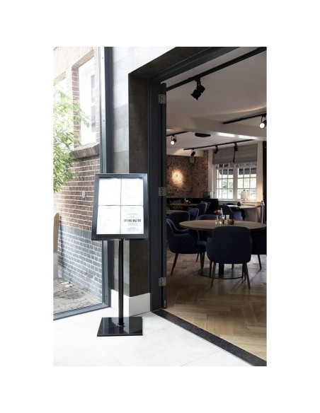 Espositore luminoso a LED Securit® Black Star in metallo 46x41x136 cm nero MCS-4A4-BL-SET