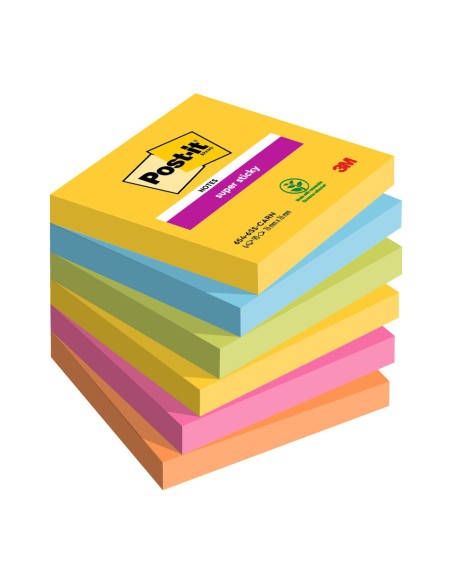 Foglietti Post-it® Super Sticky Carnival - conf. 6 blocchetti da 90 ff 76x76 mm - 654-6SS-CAR