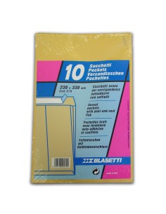 Busta Blasetti a sacco avana con soffietto e strip - conf. 10 pz - 230x330 mm - 579 2