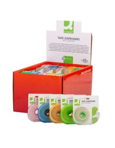 Espositore 10 nastri adesivi trasparenti con dispenser a chiocciola in blister Q-Connect assortiti - 19mmx33m - KF27009
