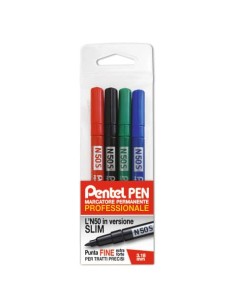 Marcatore permanente Pentel N50 Slim punta conica 3,18 mm assortiti 4 pezzi - 0022066
