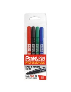 Marcatore permanente Pentel N50 Slim punta conica 3,18 mm assortiti 4 pezzi - 0022066 2