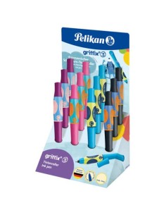 Espositore 12 penne sferografiche Pelikan Griffix con impugnatura a pinza - fusto colori assortiti - 605366