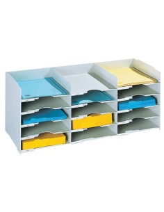 Schedario portacorrispondenza Paperflow componibile  a 15 cassetti grigio 67x30,4x31,3 cm - K421302
