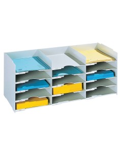 Schedario portacorrispondenza Paperflow componibile  a 15 cassetti grigio 67x30,4x31,3 cm - K421302 2
