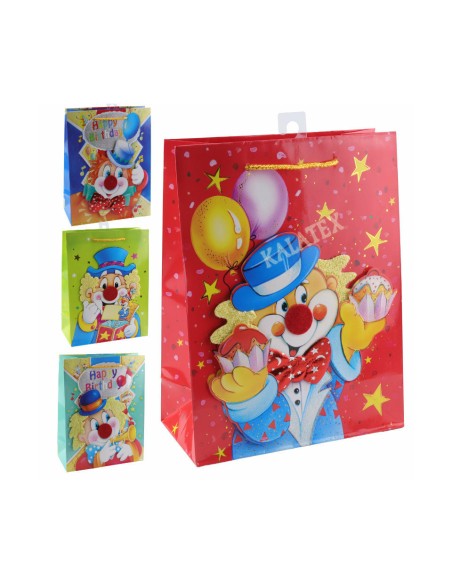 Shopper Saemec Clown 4 soggetti conf. 12 pz 19x9x25 cm SC76781