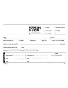 Blocco permessi di uscita Data Ufficio 10x16,8 cm - 50x2 copie autoricalcanti DU1626C0000