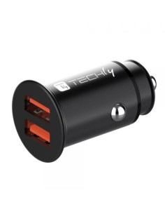 Mini Caricatore da Auto 2 Porte USB-A Ricarica veloce 36W Metallo Nero