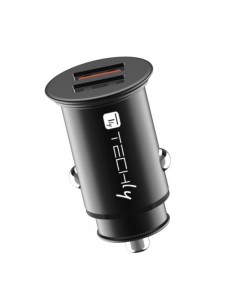 Mini Caricatore da Auto 2 Porte USB-A Ricarica veloce 36W Metallo Nero 2