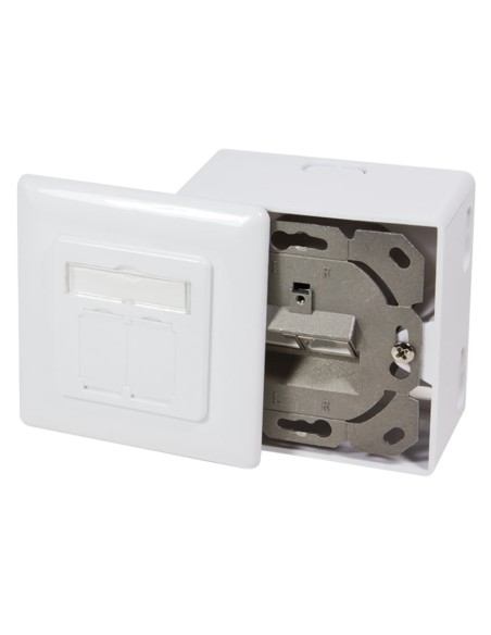 Presa a Muro Esterna 2xRJ45 Cat.6 FTP Bianca da incasso