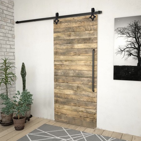 Kit di Binari per Porte Scorrevoli SKIEN 200 cm Acciaio Nero