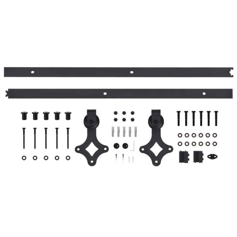 Kit di Binari per Porte Scorrevoli SKIEN 200 cm Acciaio Nero