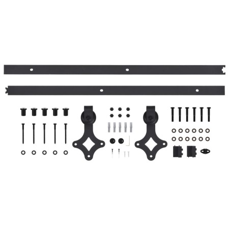Kit di Binari per Porte Scorrevoli SKIEN 200 cm Acciaio Nero