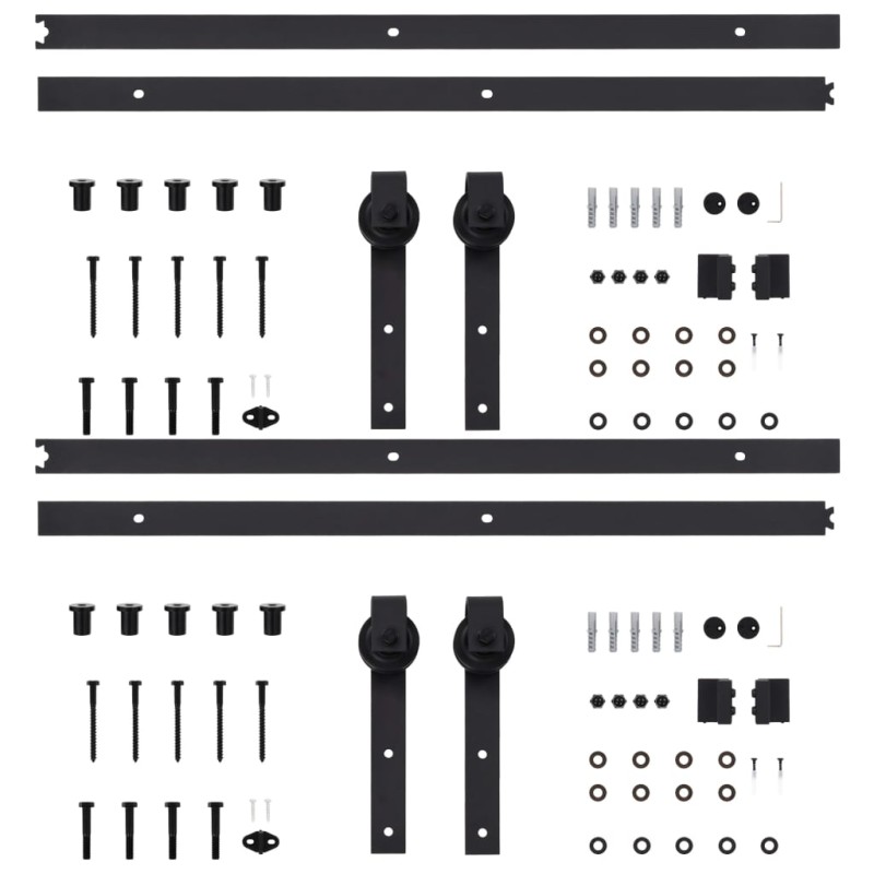 Kit di Binari per Porte Scorrevoli 2 pz 183 cm Acciaio Nero