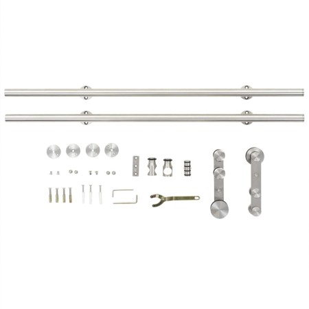 Kit Binari Porta Scorrevole 183cm Acciaio Inossidabile Argento
