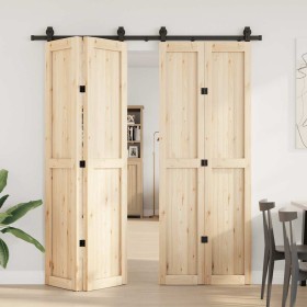 Kit di Binari per Porte Scorrevoli 200 cm Acciaio Nero 2