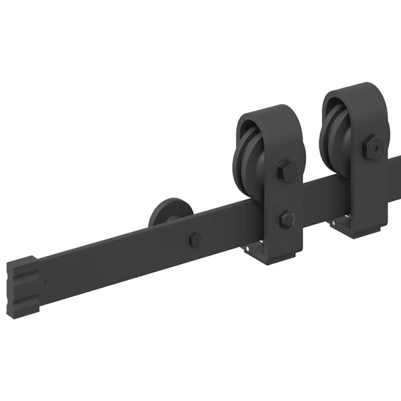 Kit di Binari per Porte Scorrevoli 200 cm Acciaio Nero
