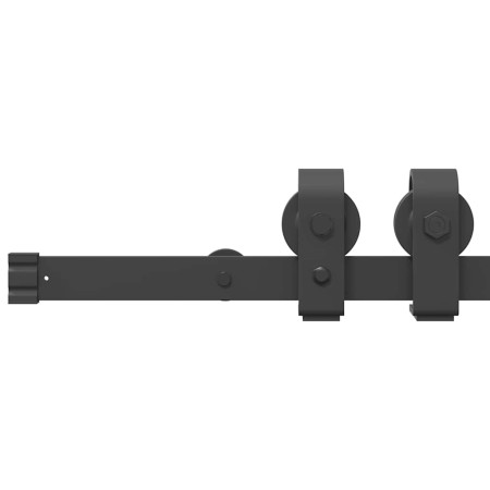 Kit di Binari per Porte Scorrevoli 200 cm Acciaio Nero