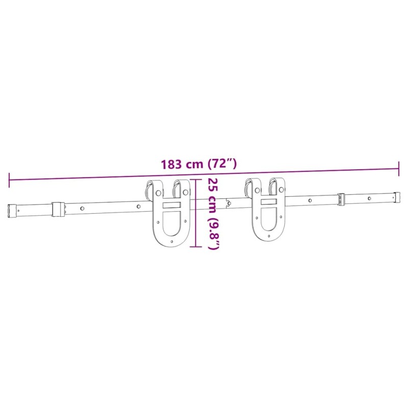 Kit di Binari per Porte Scorrevoli 183 cm Acciaio Nero