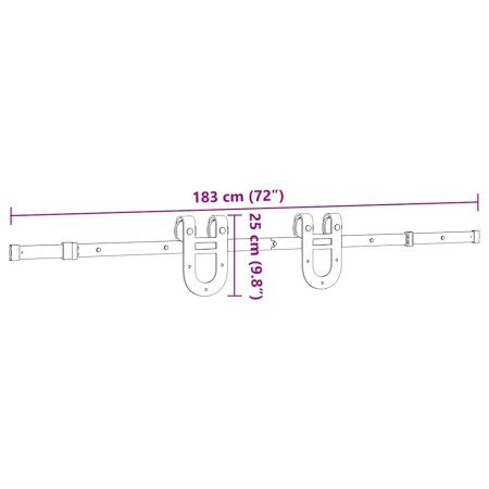 Kit di Binari per Porte Scorrevoli 183 cm Acciaio Nero