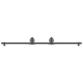 Kit di Binari per Porte Scorrevoli 200 cm Acciaio Nero
