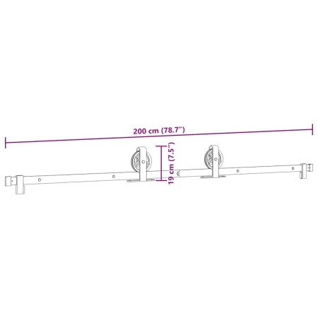 Kit di Binari per Porte Scorrevoli 200 cm Acciaio Nero