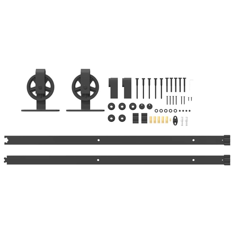 Kit di Binari per Porte Scorrevoli 200 cm Acciaio Nero