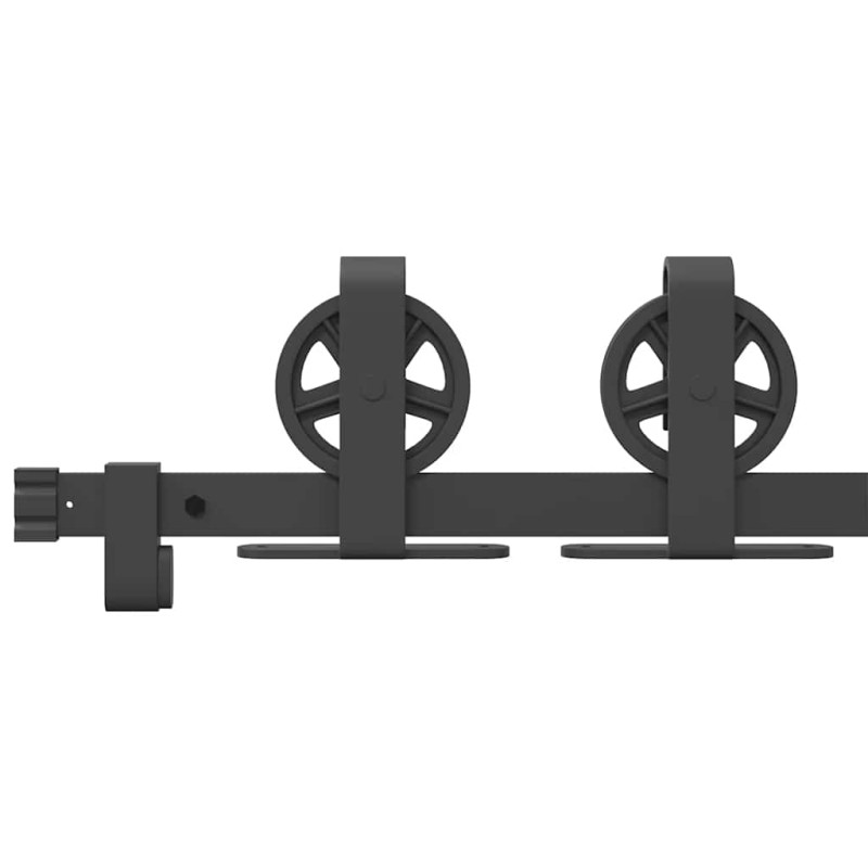Kit di Binari per Porte Scorrevoli 200 cm Acciaio Nero