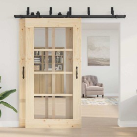Kit di Binari per Porte Scorrevoli 213,5 cm Acciaio Nero 2