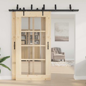 Kit di Binari per Porte Scorrevoli 213,5 cm Acciaio Nero 2