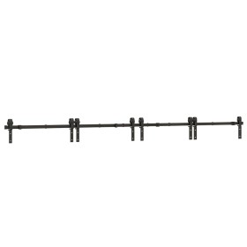 Kit di Binari per Porte Scorrevoli 366 cm Acciaio Nero