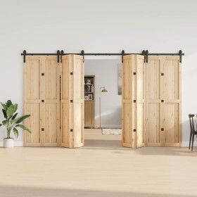 Kit di Binari per Porte Scorrevoli 366 cm Acciaio Nero 2