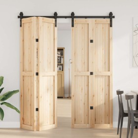 Kit di Binari per Porte Scorrevoli 183 cm Acciaio Nero 2