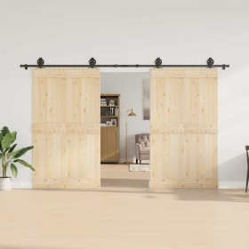 Kit di Binari per Porte Scorrevoli 366 cm Acciaio Nero 2