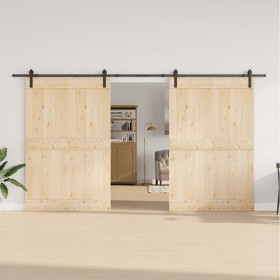 Kit di Binari per Porte Scorrevoli 400 cm Acciaio Nero 2