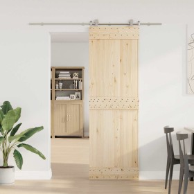 Kit Binari Porta Scorrevole 200 cm Acciaio Inossidabile Argento 2