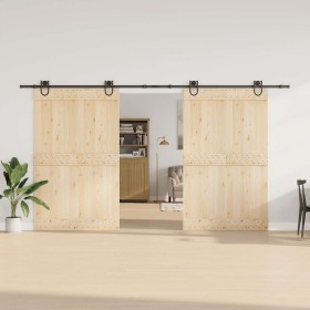 Kit di Binari per Porte Scorrevoli 400 cm Acciaio Nero 2