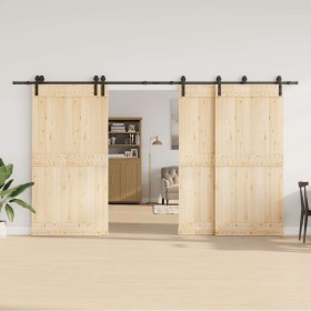 Kit di Binari per Porte Scorrevoli 400 cm Acciaio Nero 2