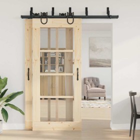 Kit di Binari per Porte Scorrevoli 183 cm Acciaio Nero 2