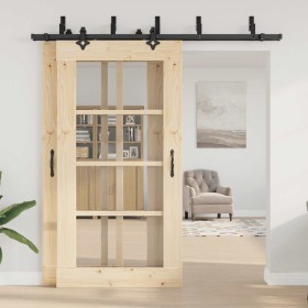 Kit di Binari per Porte Scorrevoli 213,5 cm Acciaio Nero 2