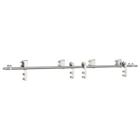 Kit Binari Porta Scorrevole 200 cm Acciaio Inossidabile Argento