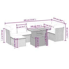 Set Divano da Giardino 8 pz con Cuscini Beige in Polyrattan 2