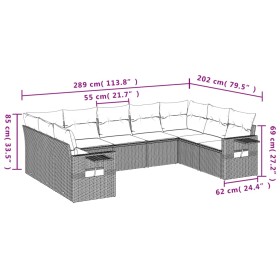 Set Divani da Giardino 9pz con Cuscini Marrone in Polyrattan 2