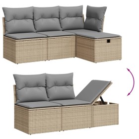 Set Divano da Giardino 6 pz con Cuscini Beige in Polyrattan 2