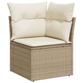Set Divano da Giardino 10 pz con Cuscini Beige in Polyrattan 2