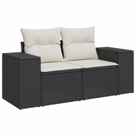 Set Divani da Giardino 10pz con Cuscini in Polyrattan Nero 2